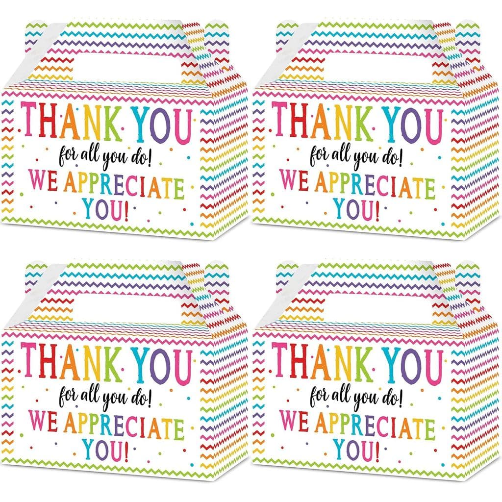 24 Peças Caixas de Papel "Agradecemos Você" - Obrigado por Tudo o Que Você Faz - Caixas para Doces e Lembranças - Decora