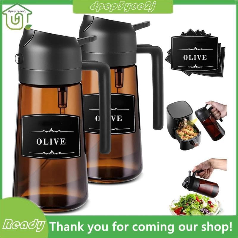 2 Pces Pulverizadores De Óleo Dispensador Para Cozinhar Garrafa 16oz Vidro Escuro À Prova De Luz De Borossilicato