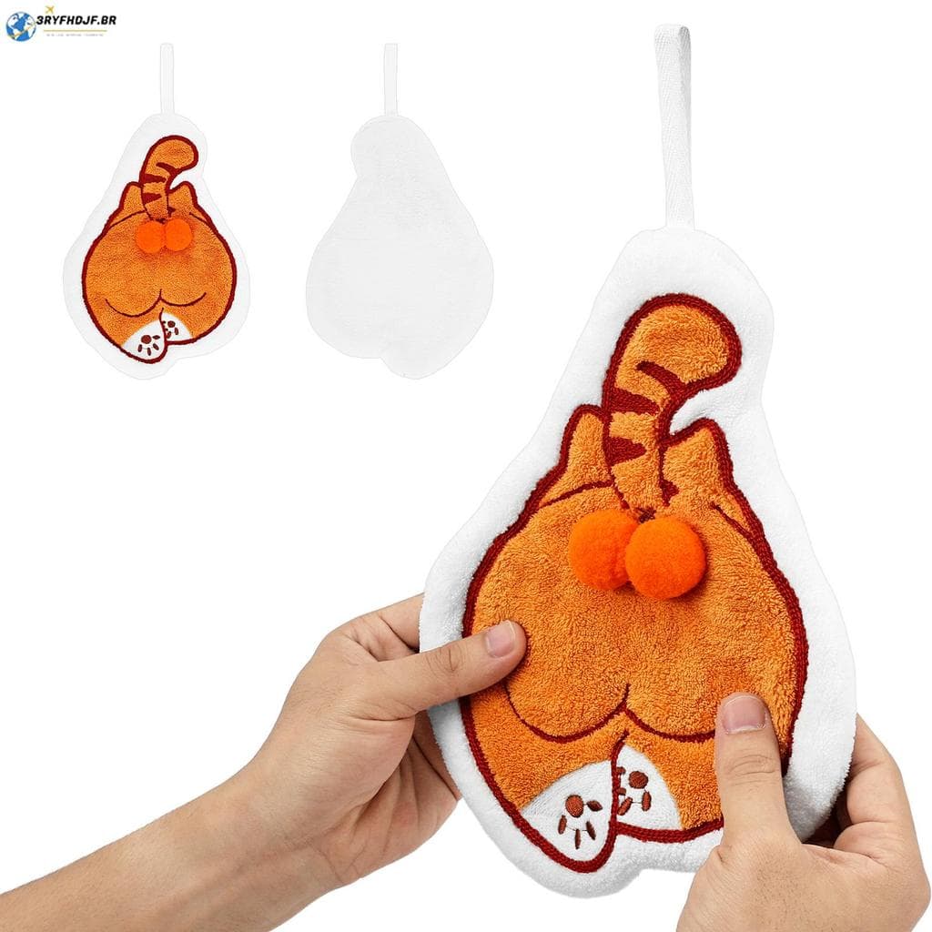 Toalha De Mão De Gato , Fofa Com Laço Para Pendurar , Lã Coral De Secagem Rápida Cozinha , Banheiro , SHOPSKC4969