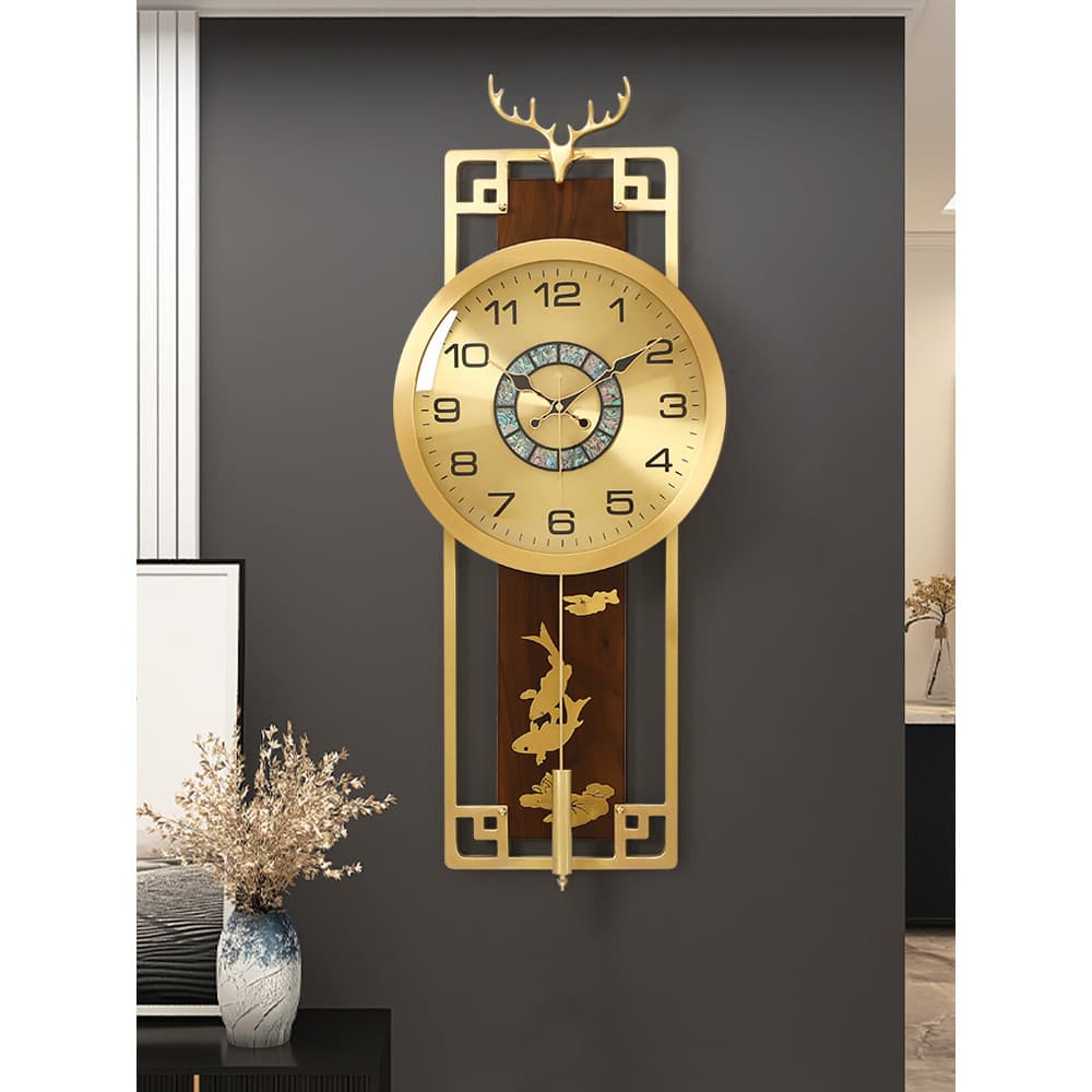 Novo estilo chinês relógio de parede sala estar doméstico estilo chinês 2026 novo estilo luz bronze luxo High-End sentid