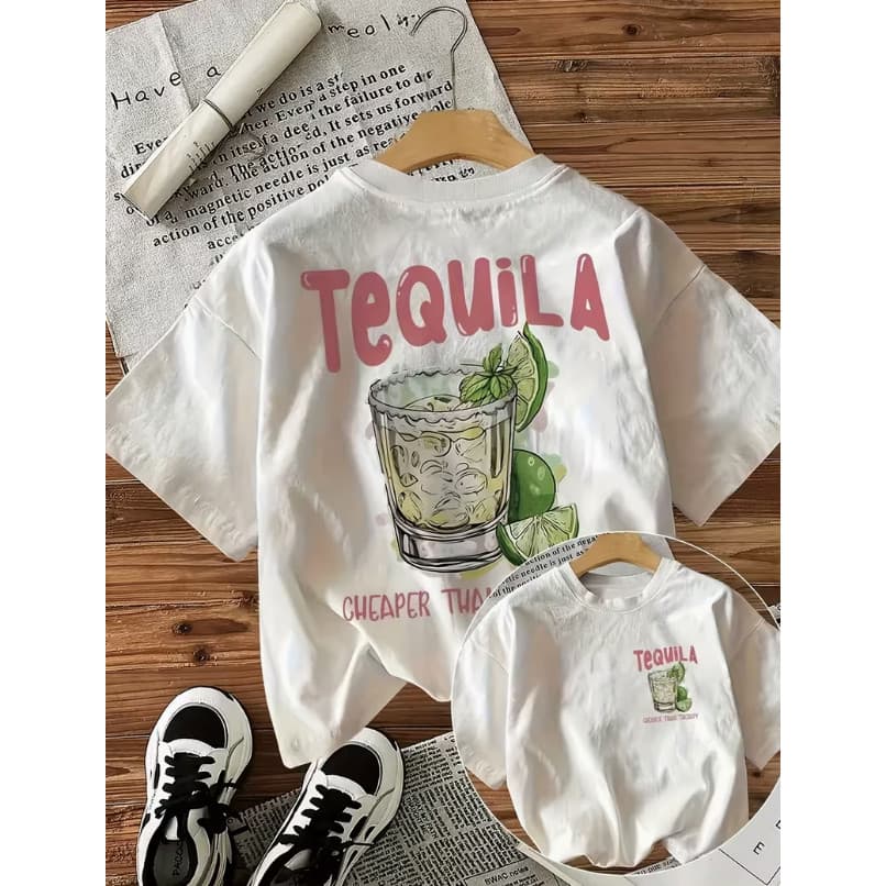 Camiseta Oversized Unissex Tequila Estampa Drink Vintage 100% Algodão Premium