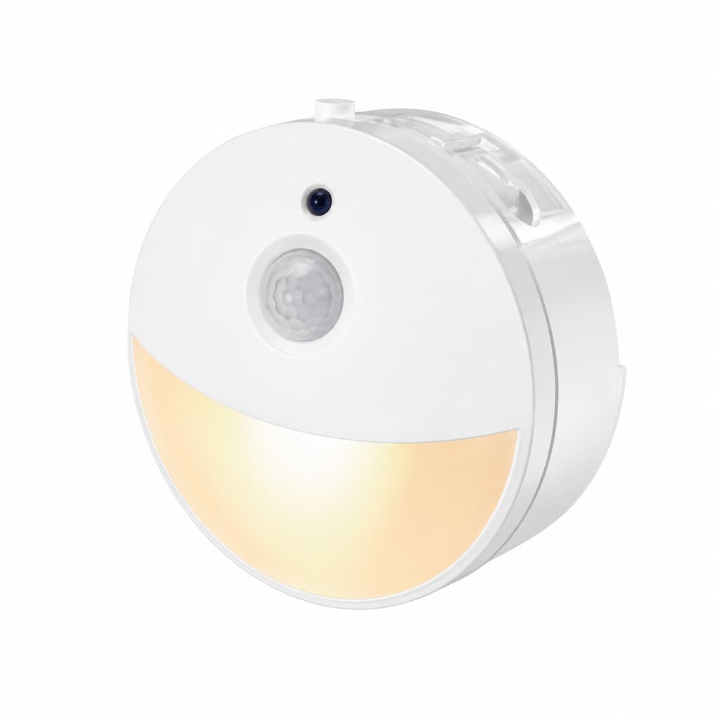 Luz Noturna LED para Tomada Sensor de Movimento e Luminosidade 5 Níveis de Brilho Ajustável Quarto Corredor Escada Bebê