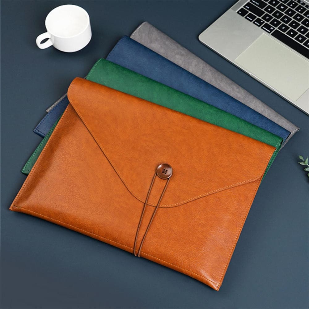 Pasta A4 em Couro PU à Prova d'Água para Armazenamento de Documentos, Bolsa de Arquivo Estilo Envelope