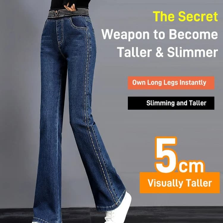 【Conforto Extremo】Micro Flare Jeans/Jeans Elástico/Cintura Alta/Slim/Feminino
