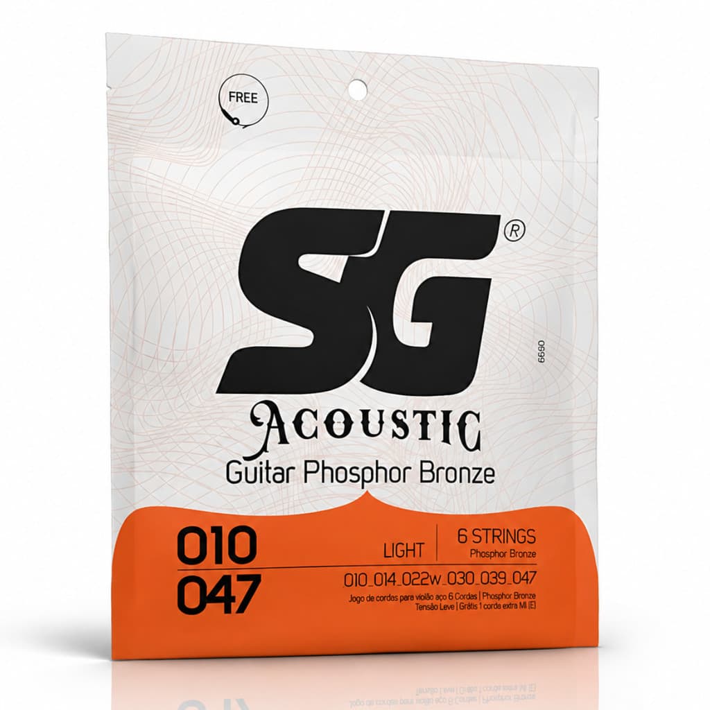 Encordoamento para Violão Cordas 010 Fosforo Bronze Sg Premium