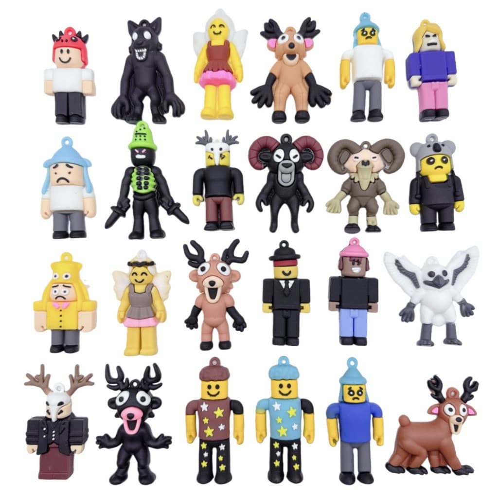 24 Pçs Jogo 99 Noites Na Floresta Figuras Pingente Boneca Brinquedo Modelo De Silicone Estatuetas Crianças Presente