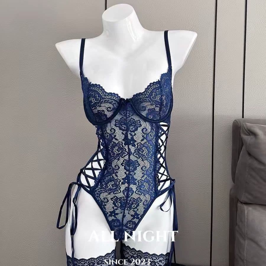 2026 Novo Estilo Noite: Tempestade Japonesa · High-End Sling Side Cintura Sensação Hot Girl Apertado Laced-Up Bodysuit P