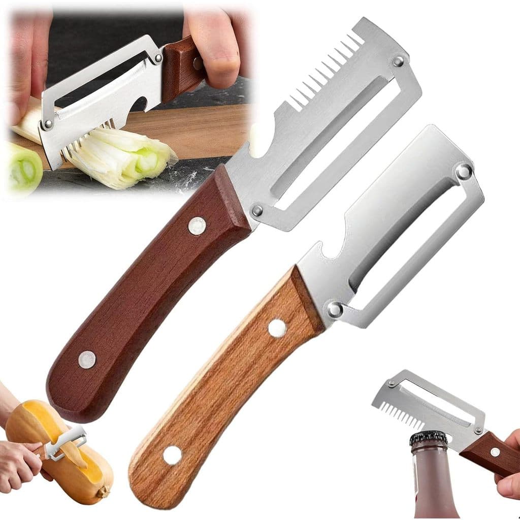 Descascador de Alta Qualidade com Cabo de Madeira 2.0 para Cozinha, Batatas, Frutas, Vegetais, Cana-de-Açúcar, Descascad