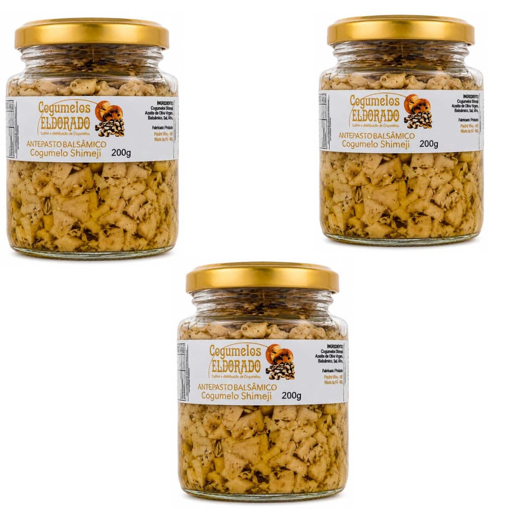 3 Antepasto Cogumelo Shimeji 200g feito com Azeite Maria da Fé Para Pães Queijos e Tábuas de Frios