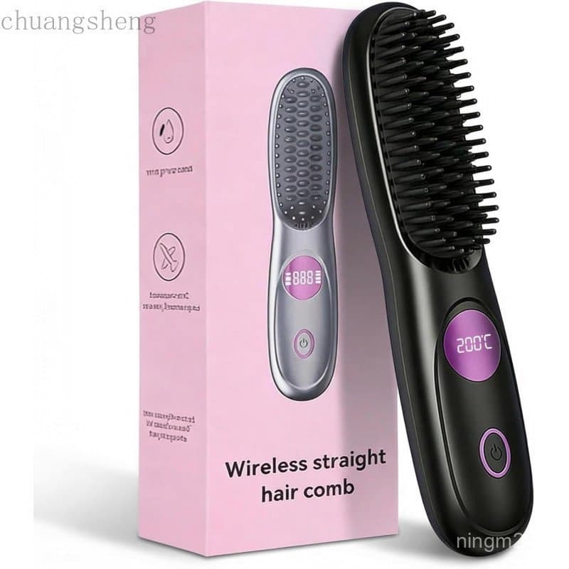 Go Brush Pro, Nova Escova Alisadora Sem Fio 2026, Mini Escova Alisadora Portátil à Prova de Queimaduras com Três Configu
