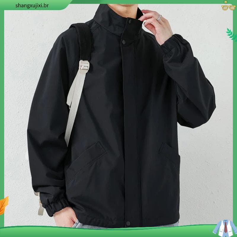 Jaqueta masculina primavera outono novo estilo Casual All-Match solto gola alta jaqueta masculina na moda ao ar livre à
