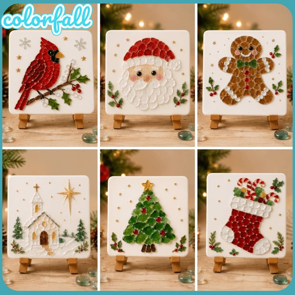 COLORFALLC 1 Conjunto De Kit De Arte Em Vidro Do Mar De Natal , Sortido , Tema Mágico Mosaico De
