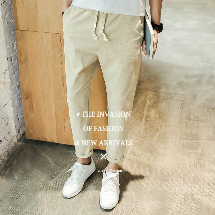 [Conforto e Estilo] Calça masculina casual cropped de linho, modelo 9./Calça Masculina/Calça Ajustada/Calça para Dia a D
