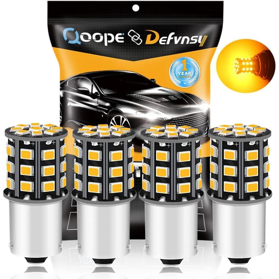 Lâmpadas LED Qoope BAU15S 7507 PY21W, Amarelo Âmbar, Sem Polaridade, 12-24V, Super Brilhantes para Luzes de Sinalização,
