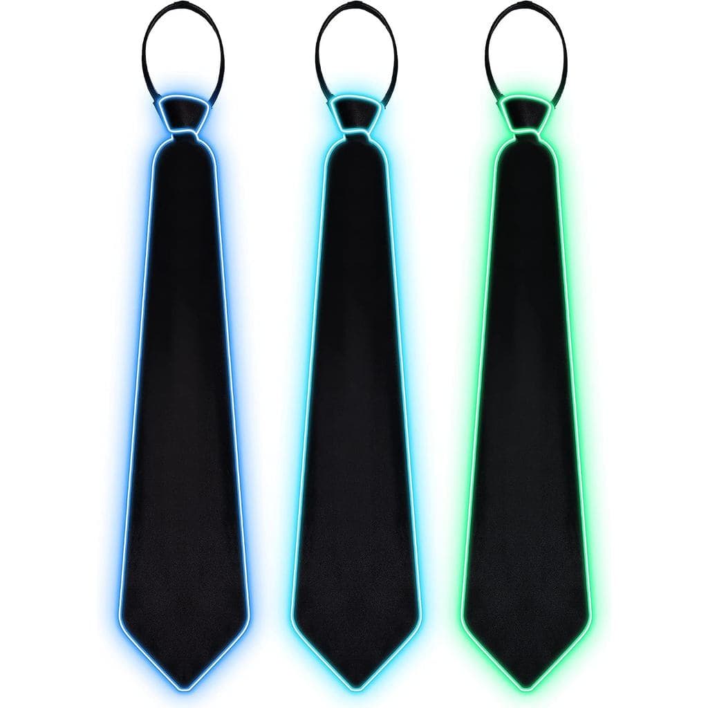 SATINIOR 3 Peças de Gravatas LED Iluminadas para Homens, Gravatas Ajustáveis e Criativas, Gravata Neon que Brilha no Esc