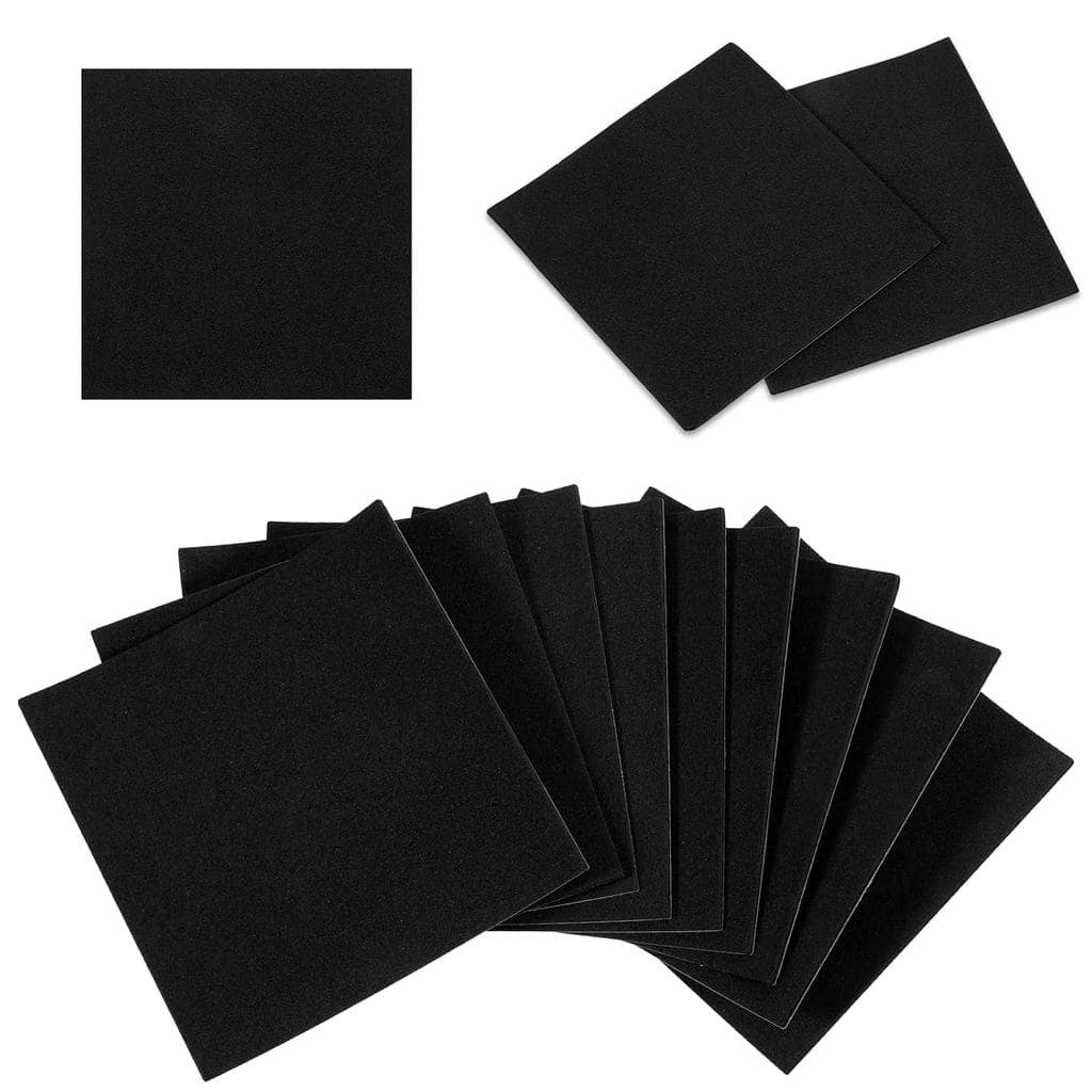 22 Folhas de Espuma Preta com Adesivo, 4" x 4" x 1/16", Autoadesivas, Antiderrapantes, Antivibração, Isolantes Acústicos