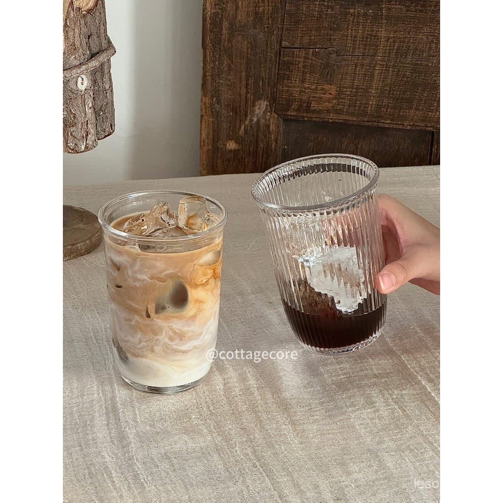 Ins copo de café caseiro de alto valor, mesmo estilo, copo de vidro espesso, copo de café, bebida fria, simples par
