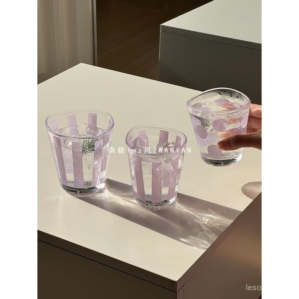 Criativo Irregular roxo bolinhas copo de café de vidro ins estilo copo de leite de suco copo de bebida especial NSS