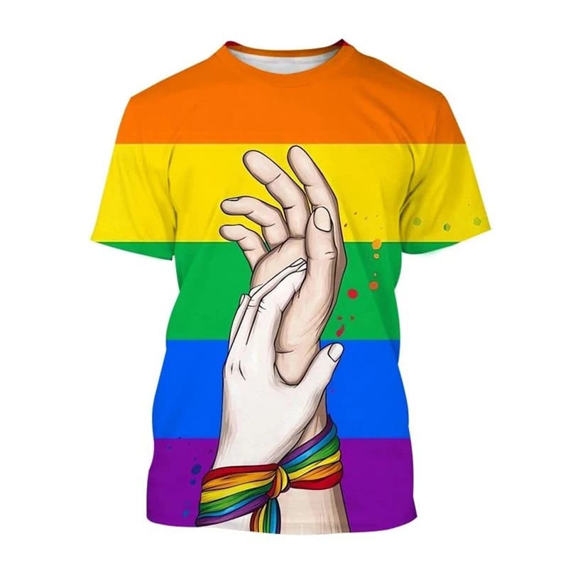 Verão Feliz Dia Do Orgulho Arco-Íris 3D Impresso Camiseta Das Mulheres Dos Homens Manga Curta Casual Harajuku Estilo Y2K
