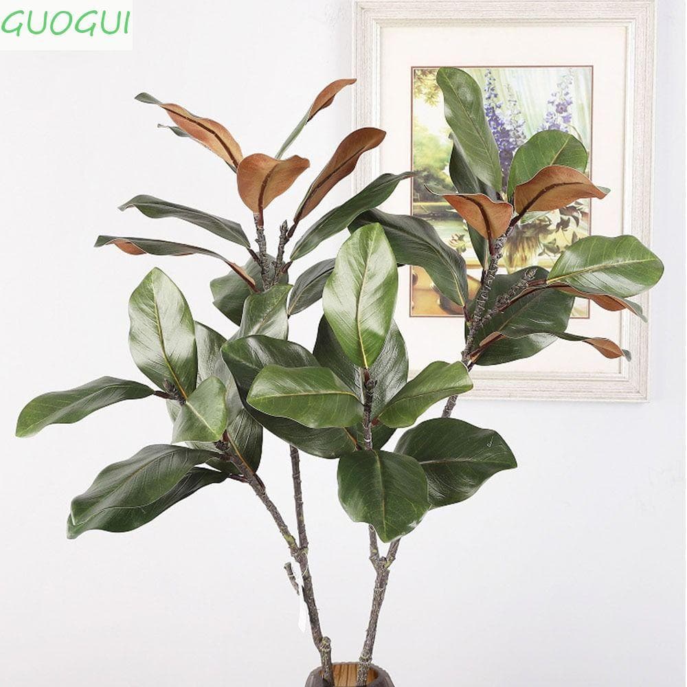 GUOGUI Simulado Ramo De Árvore De Magnólia , 2 Garfos Grande Planta Artificial , Plantas Artificiais De 110cm
