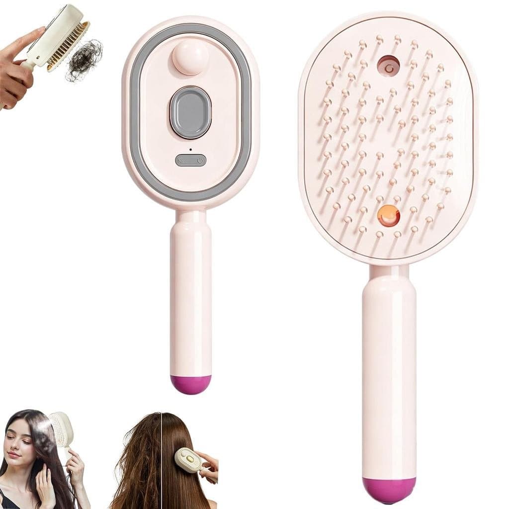 Escova a Vapor Elétrica para Cabelo, Escova Alisadora a Vapor Recarregável com Pente Desembaraçador e Almofada de Ar par