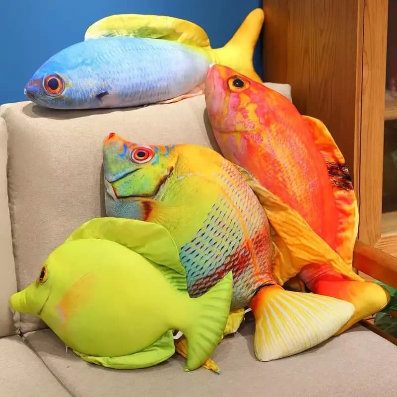 A Mais Recente Simulação Mar Peixe Travesseiro Kawaii Pelúcia Brinquedo Boneca Dos Desenhos Animados Anime Bonito Casa P