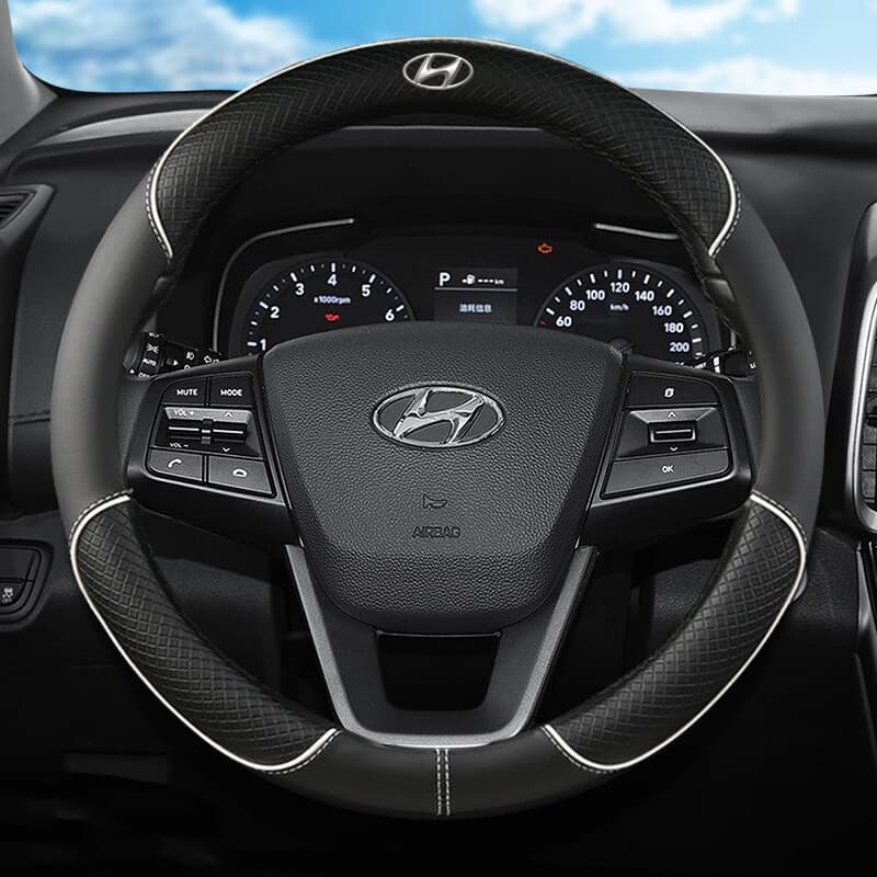 Capa de volante em couro PU para todos os modelos Hyundai I10, I30, I20, IX35, I40, Tucson, Getz, Sonata, Veloster, Elan