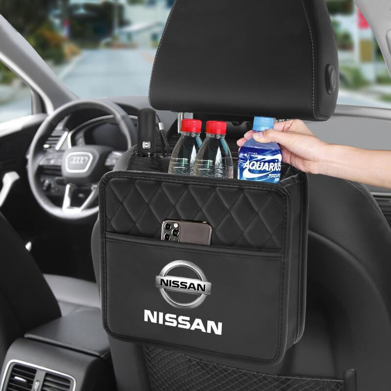 Bolsa Organizadora de Encosto de Banco de Carro em Couro, Bolsa de Armazenamento Multifuncional para Nissan Nismo Almera