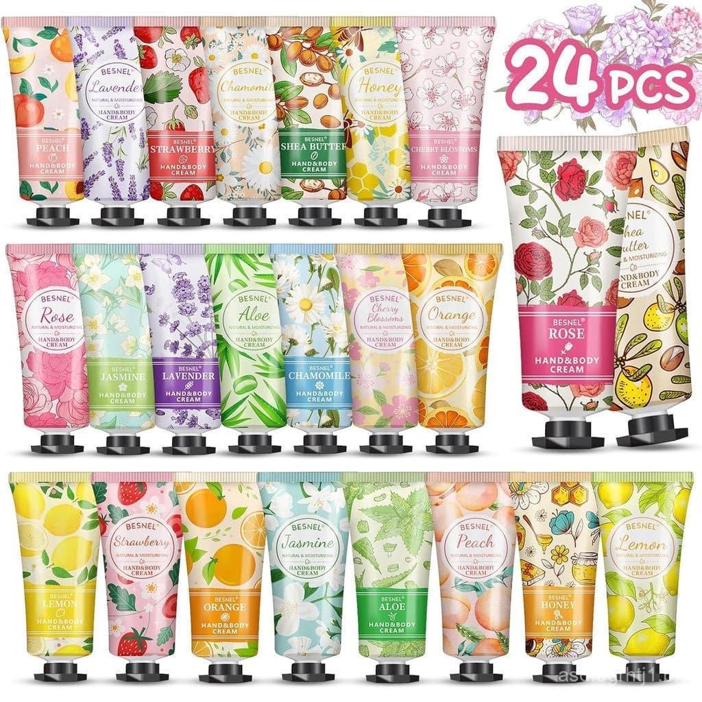 Conjunto de 24 mini cremes para as mãos femininas, kit de viagem, adequado para mãos secas e rachadas, presente para o D