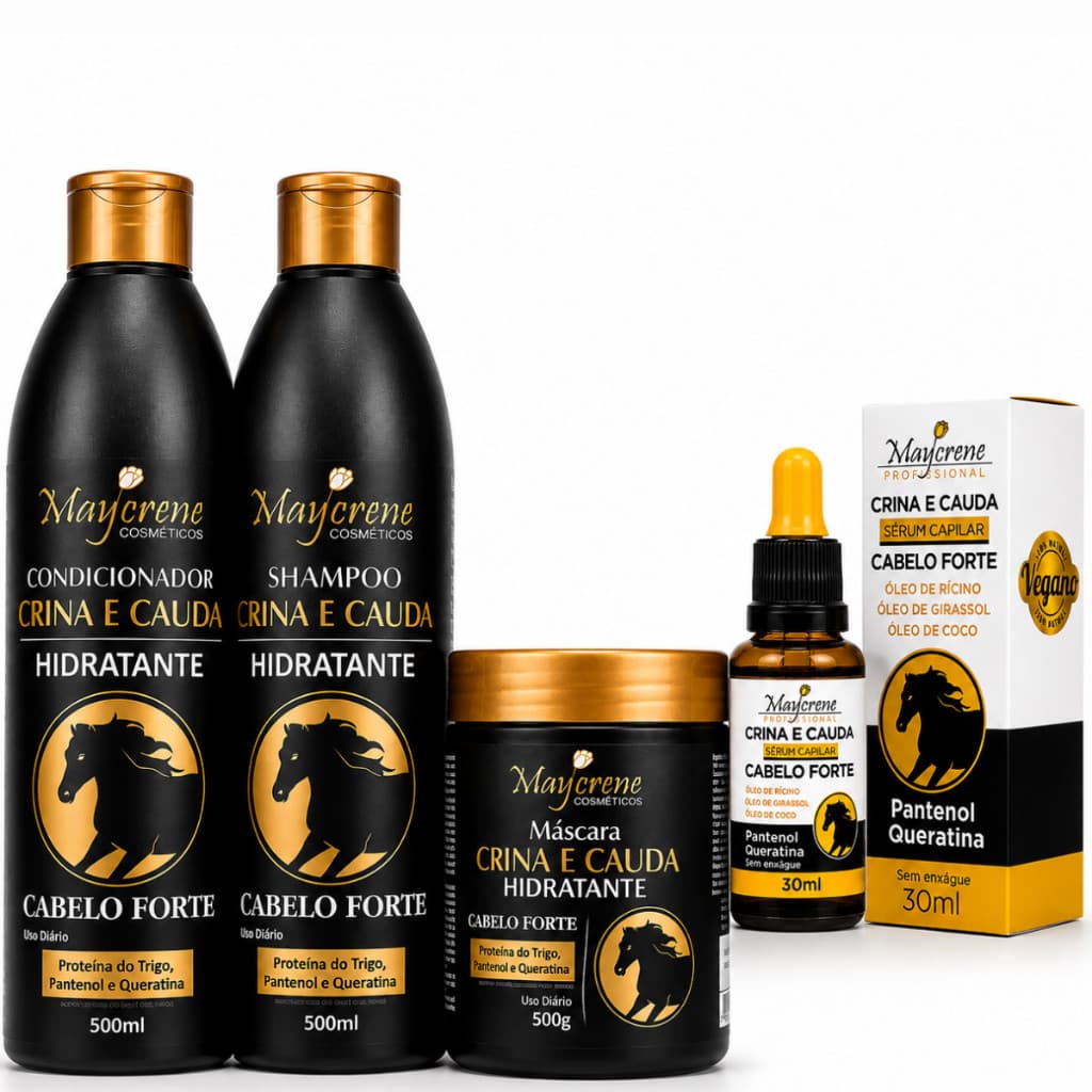 Kit Crina e Cauda Shampoo+ Condicionador+ Máscara de hidratação+ Sérum capilar Crescimento Cabelo