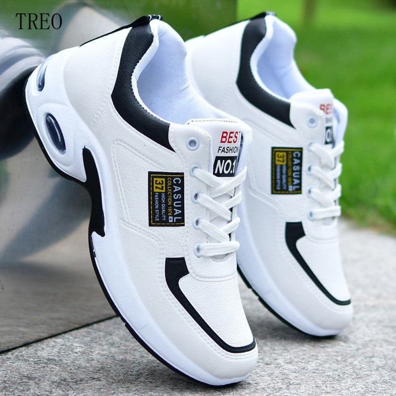 Tênis Masculinos de Couro Branco Estilo Novo 2026, Calçados Casuais, Tamanhos Grandes 39-46 VJPN