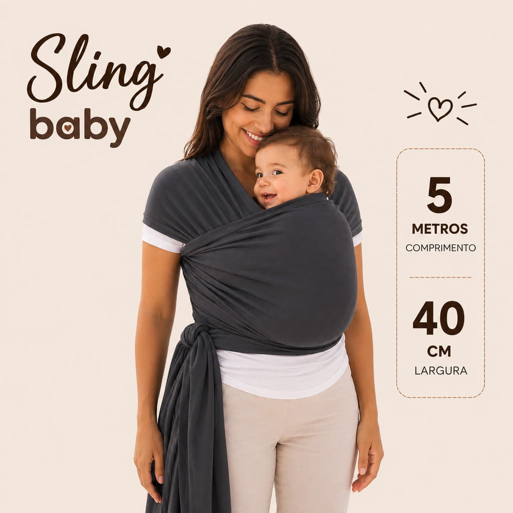 Sling Bebê Canguru Wrap 5 Metros Malha Conforto