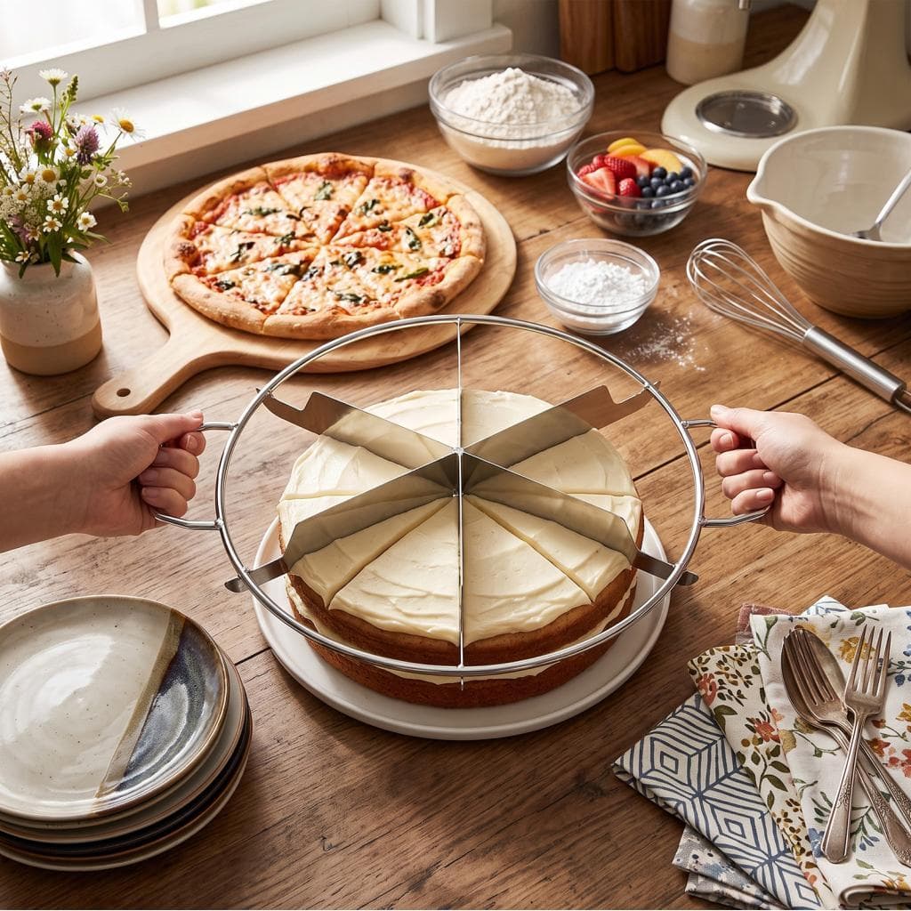 magicstore Cortador De Torta De 11 Polegadas Ferramenta De Prensa De Aço Inoxidável Com Alças Laterais Para Bolo De Pizz