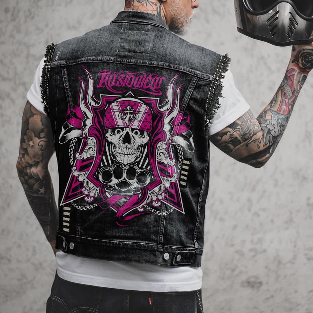 Colete Jeans Estampado Sem Mangas Com Lapela Para Homens , Casual Frontal Botão , Roupa Diária Rua Ao Ar Livre