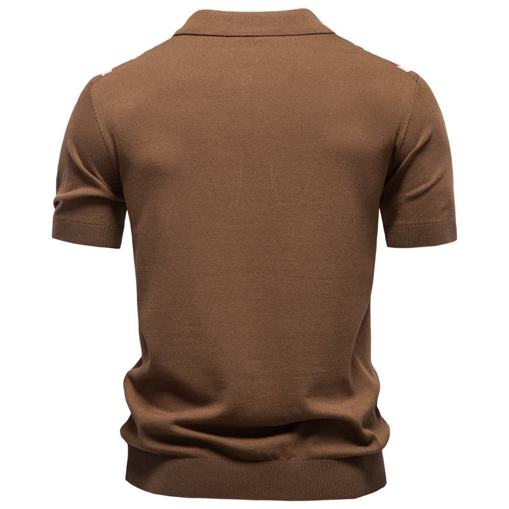 [Novo produto] Camisa listrada masculina de malha de manga curta de lã [Venda quente]