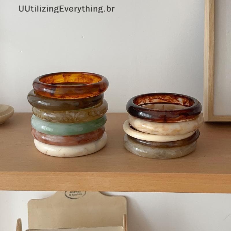 UUTIL Pulseiras Finas De Resina Manchada Para Mulheres Vintage Acrílico Coreano Moda Jóias Elegante Fácil Jogo Simples P
