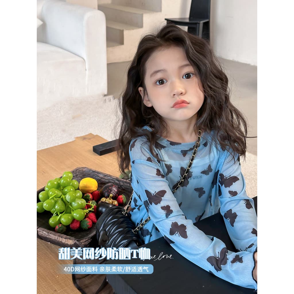 Imagem elefante roupas infantis meninas camiseta 2026 verão novo estilo roupas infantis Floral protetor solar roupas cam