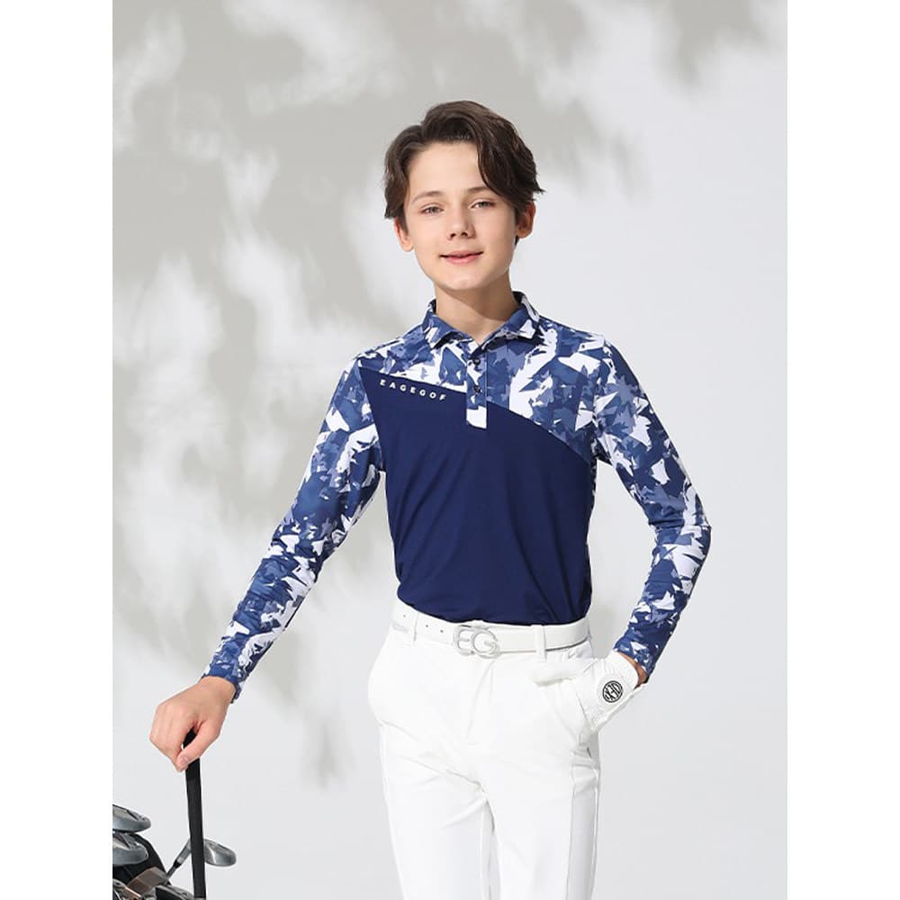 EG roupas de golfe infantis meninos manga comprida camiseta primavera outono novo estilo juventude roupas de golfe roupa