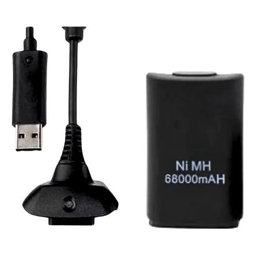 Bateria P/ Controle Xbox 360 Com Cabo