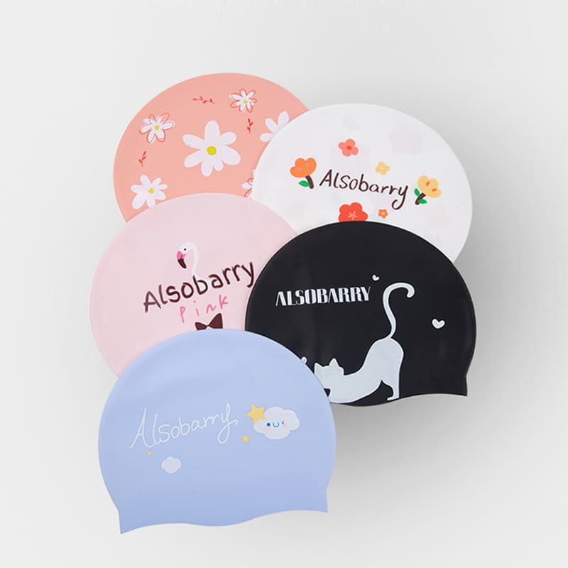 Ins estilo Original Silicone impresso touca de natação feminino adulto à prova dwaterproof água proteção de ouvido Extra