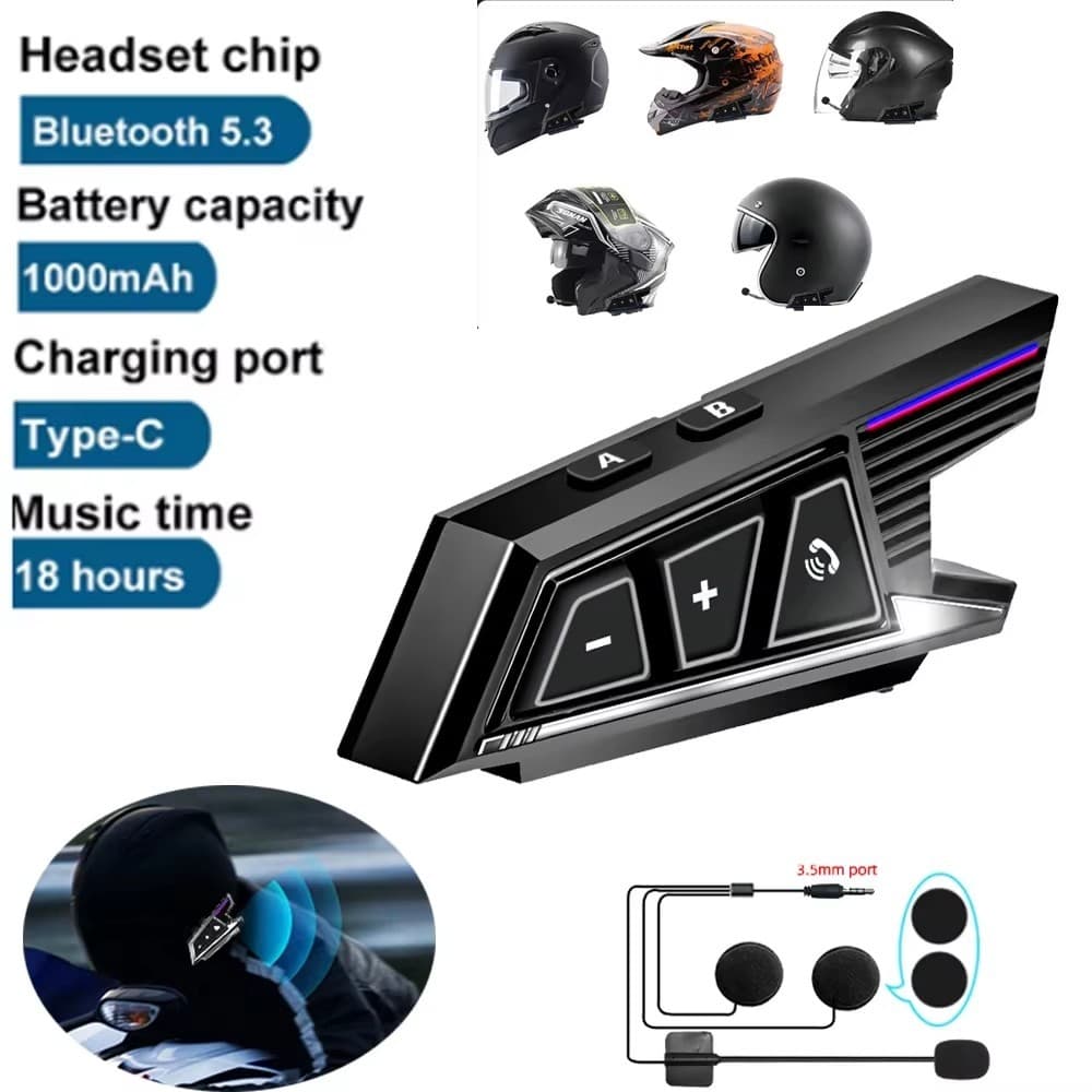 BT40Bluetooth 5.3 Capacete À Prova Dwaterproof Água Fone De Ouvido Sem Fio Mãos-Livres Chamada Kit Telefone Motocicleta