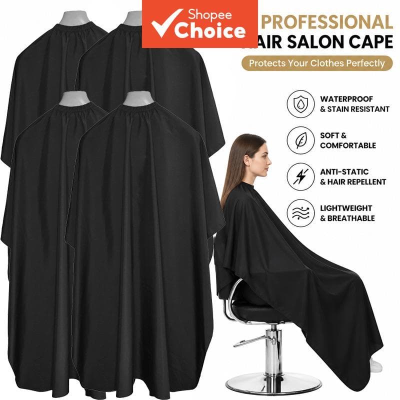 Kit Capa de Corte de Cabelo à Prova d'Água 4 Peças, Avental de Salão Respirável e Anti-Manchas para Tintura, Permanente,