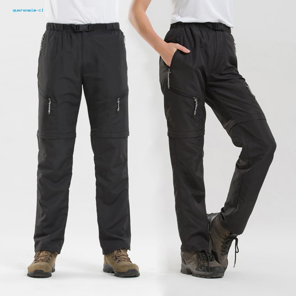 Men Sweatpants Solid Color Casual Trousers Men's Outdoor Quick-dry Hiking Pants with Side Pockets Removable Legs High Wa