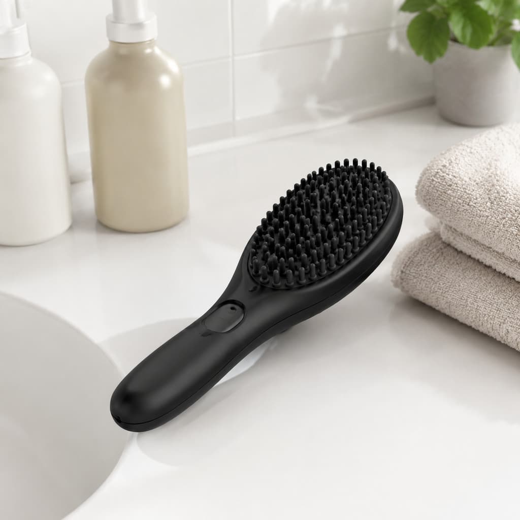 Escova Massageadora Elétrica Recarregável USB, Massagem Capilar para Couro Cabeludo, Estimula Circulação Sanguínea