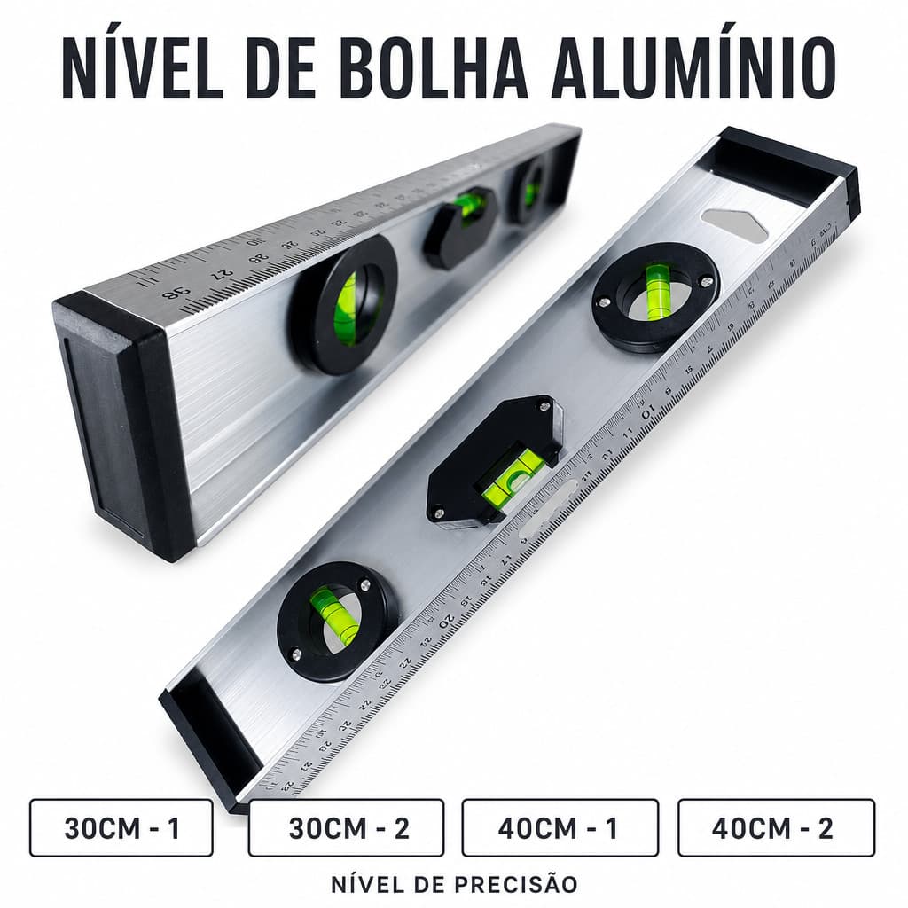 Nível De Bolha Alumínio 30 Ou 40cm Para Obras E Reformas