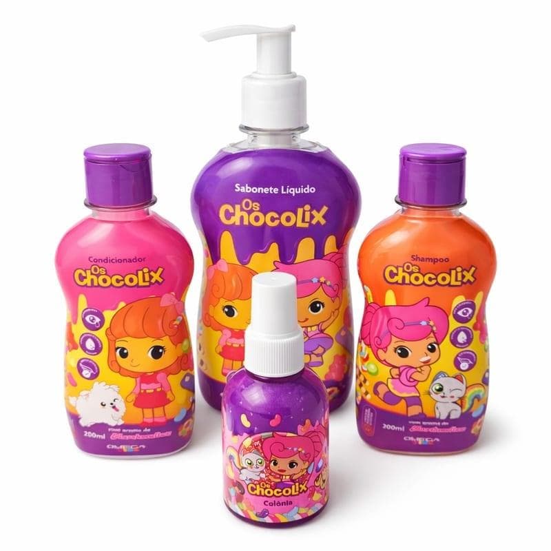 Kit Banho Infantil Chocolix Marshmallow 4 Itens - Shampoo 200ml, Condicionador 200ml, Sabonete 400ml, Colônia 100ml