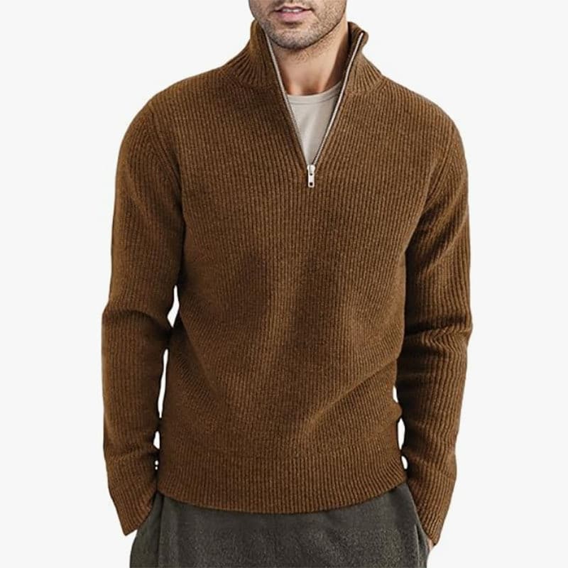 Novo Suéter Masculino Com Gola Grossa E Meia Altura Zíper , Quente De Inverno De Malha , Agasalhos Lã