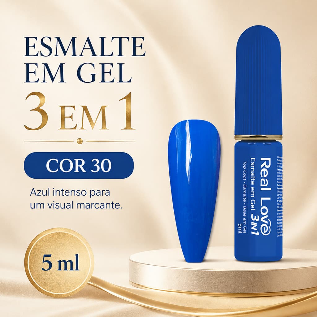 Esmalte em Gel 3 em 1 Real Love Cor 30 5ml