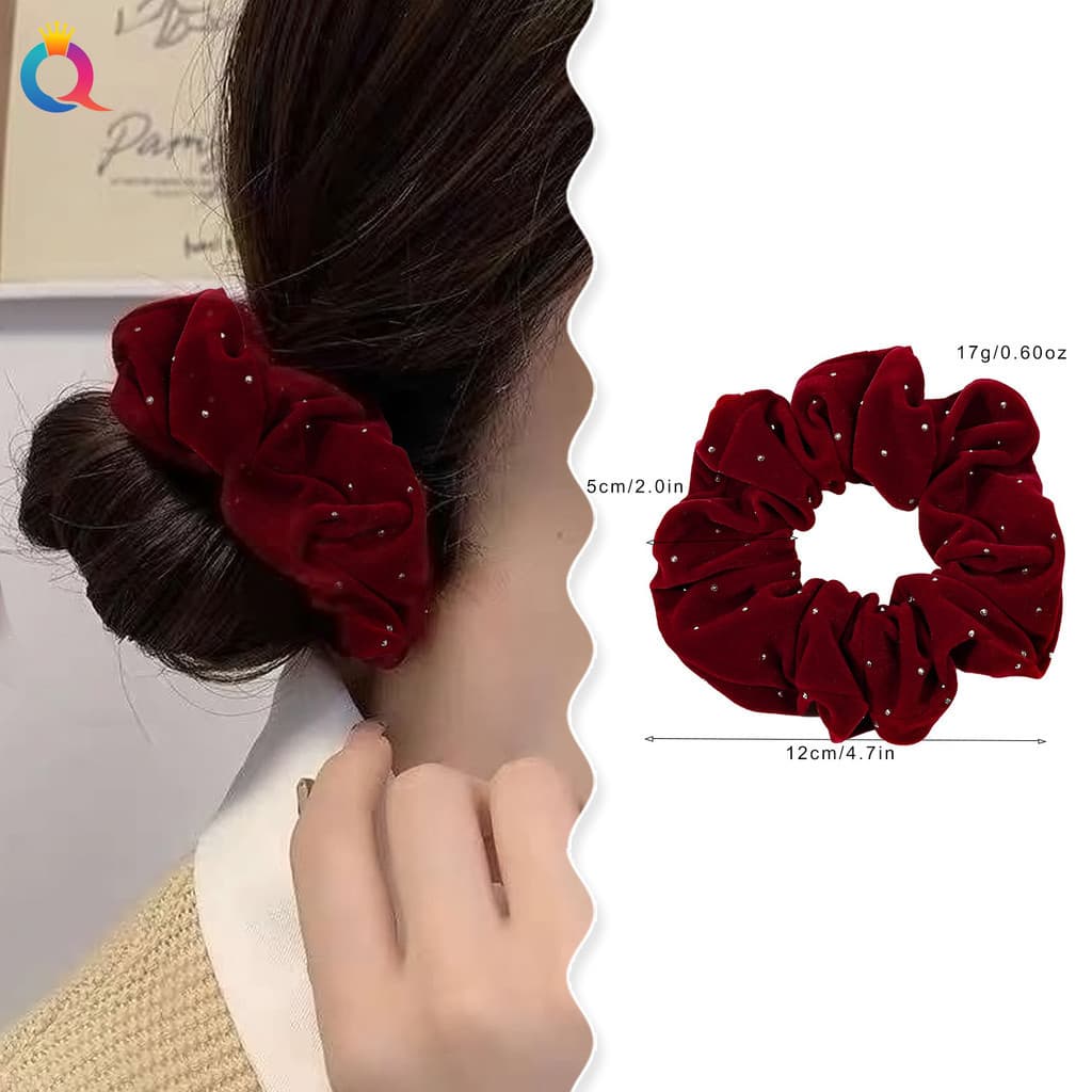 Veludo quente diamante scrunchy anel de cabelo feminino High-End sentir laço de cabelo cabeça corda scrunchy acessórios
