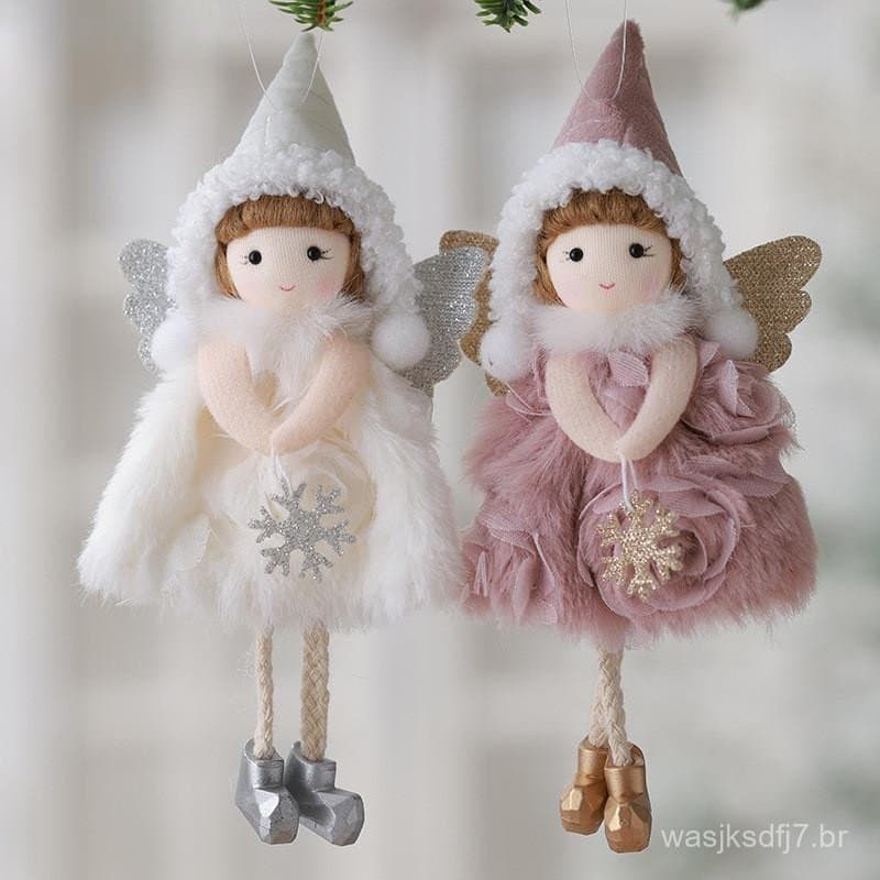 Boneca de Pelúcia Natalina Atrevida - Anjo Menina Decoração para Árvore de Natal